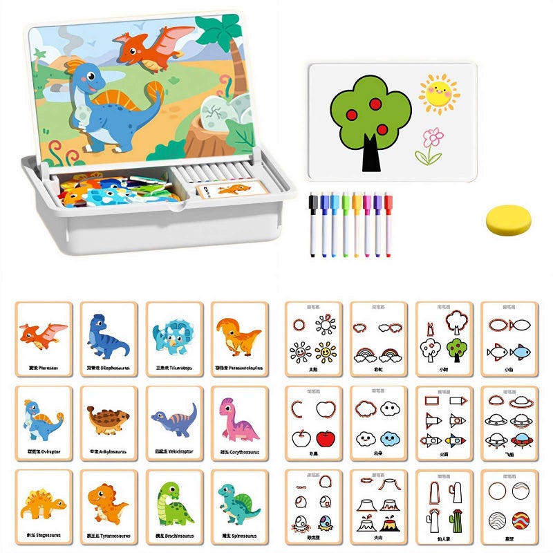 Magnetic Dress-Up Puzzle Book – Creative Magnetic Face & Outfit Game, New Upgrade Educational Travel Toy (Expression Changing Show) ﻿ (Orange) - Image 1